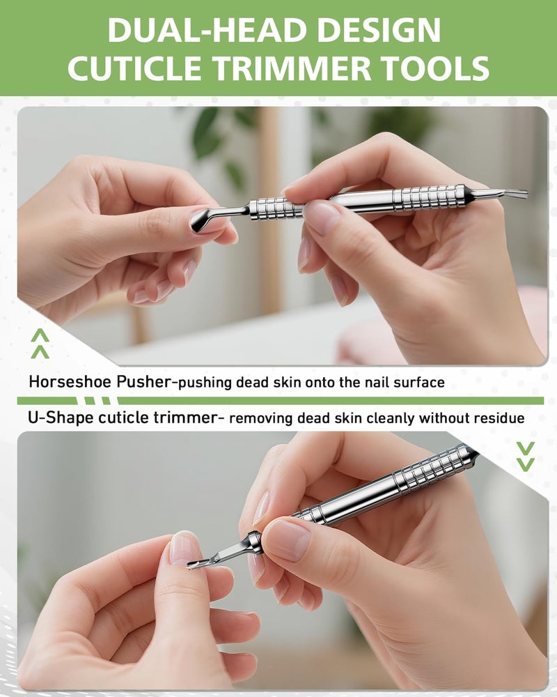 Baluca Professional Cuticle Pusher & Trimmer for Women - 2-in-1 Nail Cuticle Remover Tool for Perfect Manicures & Pedicures, Silver - Image 3